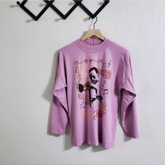 NWOT Midnight Rider Miles Davis In Concert Long Sleeve Oversized Tunic Tee XS - Picture 5 of 13